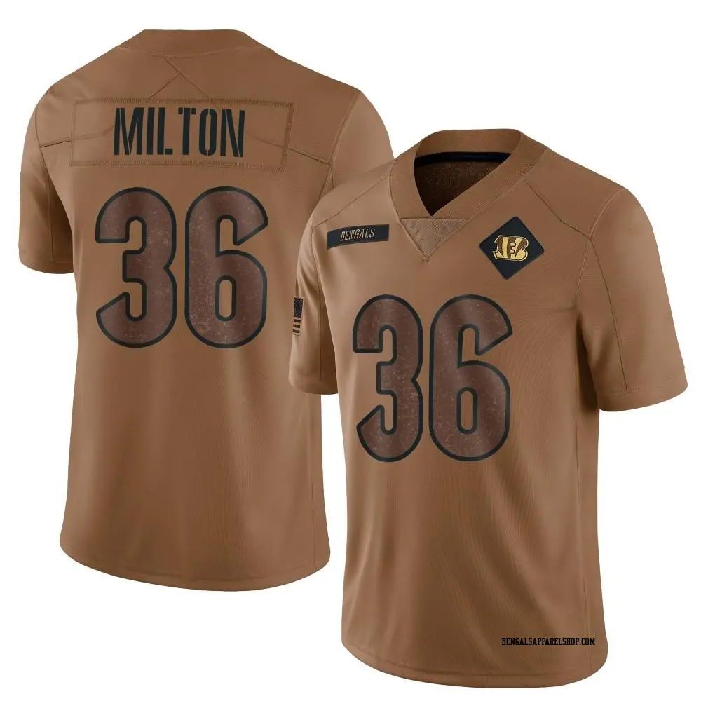 Limited Brown Men's Kendall Milton Cincinnati Bengals 2023 Salute To Service Jersey