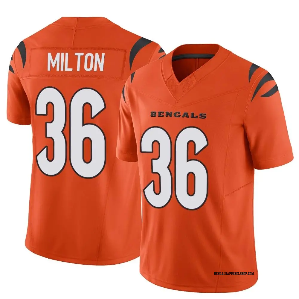Limited Orange Youth Kendall Milton Cincinnati Bengals Vapor F.U.S.E. Jersey
